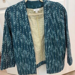 J.Jill Teal Patterned Open Jacket
